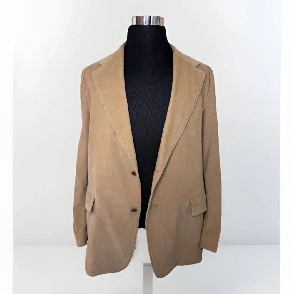 Vintage 70s Jacket Brad Whitney Mens Sports Coat Blazer Tan Corduroy Sz 44 Long